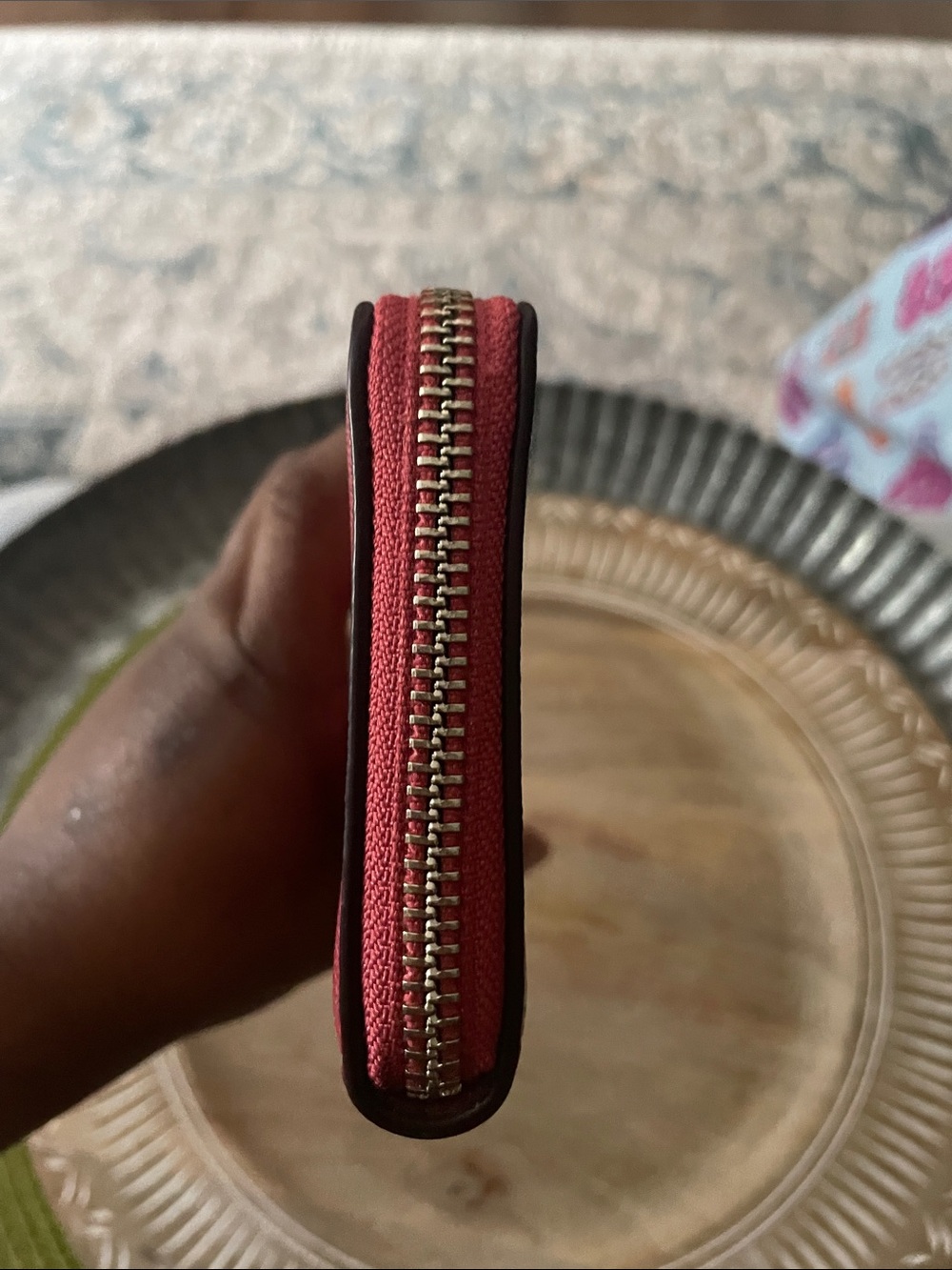 Coach Red Cherry Print Zip-Around Wallet - Picture 7 of 9